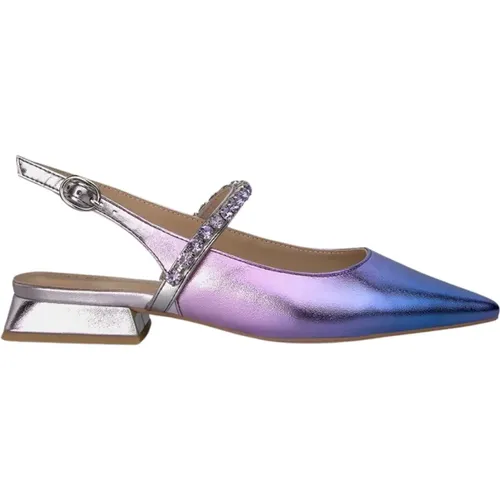 Crystal Embellished Flat Slingback Shoe , female, Sizes: 6 UK, 3 UK, 8 UK, 7 UK, 4 UK, 5 UK - Alma en Pena - Modalova