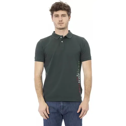 Trendiges Grünes Polo Shirt mit Stickerei , Herren, Größe: 4XL - Baldinini - Modalova
