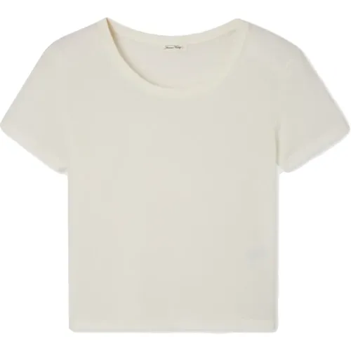 Kurzarm Rundhals Baumwoll T-Shirt - Weiß - American vintage - Modalova