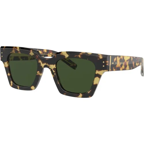 Yellow Havana/Green Sunglasses, Crystal/Dark Grey Sunglasses,Striped Grey Horn Sunglasses - Dolce & Gabbana - Modalova