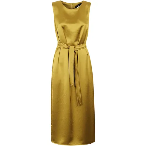 Mustard Satin Midi Dress , female, Sizes: M, 2XS, L - Max Mara Weekend - Modalova