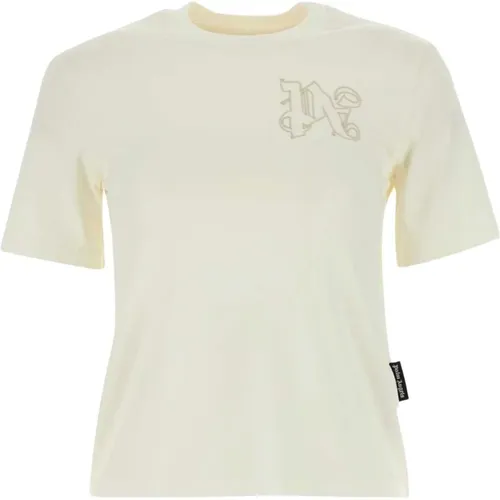 Ivory Baumwoll T-Shirt , Damen, Größe: L - Palm Angels - Modalova