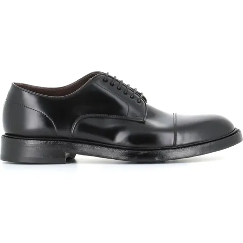 Schwarze Derby-Schuhe aus gebürstetem Leder , Herren, Größe: 45 EU - Green George - Modalova