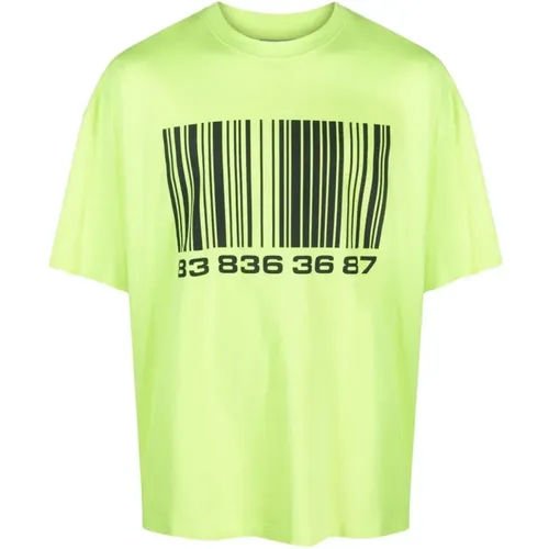 Bedrucktes Grünes Baumwoll-T-Shirt , Herren, Größe: S - Vtmnts - Modalova