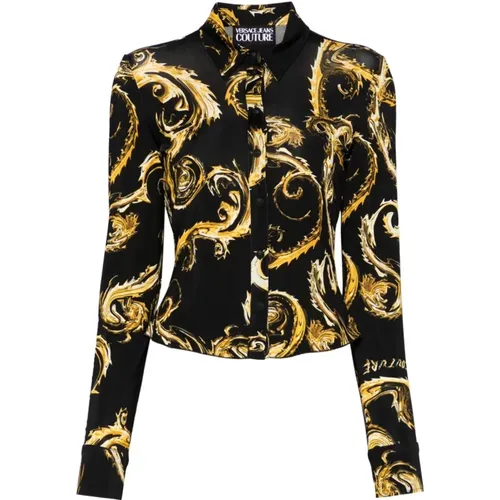 Black Couture Print Shirt , female, Sizes: S - Versace Jeans Couture - Modalova