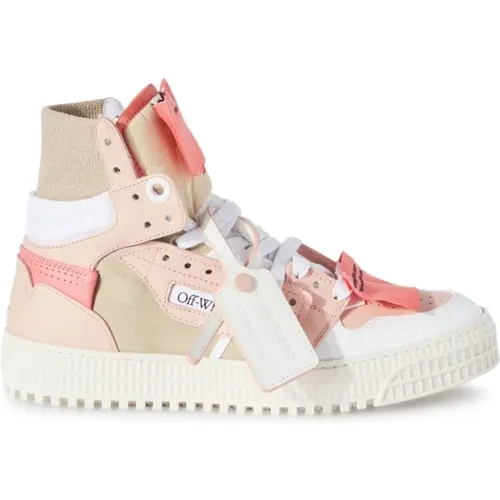 Pink Canvas Sneakers with Signature Zip Tie , female, Sizes: 7 UK - Off White - Modalova