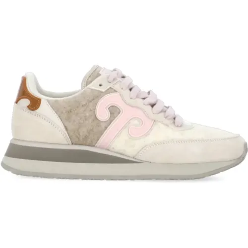 Beige Leder Sneakers mit Woll-Einsatz , Damen, Größe: 38 EU - Wushu Ruyi - Modalova