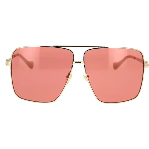 Retro Oversized Sunglasses with GG Cut-Out Chain , female, Sizes: 63 MM - Gucci - Modalova
