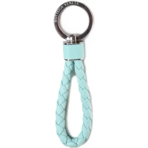 Woven Leather Keychain - Pale Lambskin , female, Sizes: ONE SIZE - Bottega Veneta - Modalova