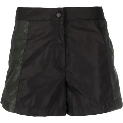 Schwarze Shorts mit Seitenstreifen , Damen, Größe: S - Moncler - Modalova