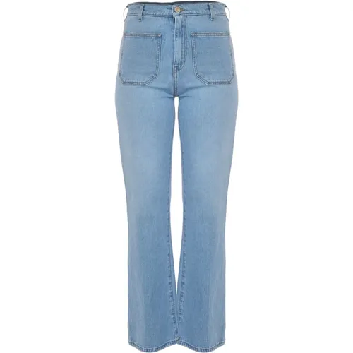 Ausgestellte High-Waisted Jeans mit Vordertaschen , Damen, Größe: W34 - Kocca - Modalova