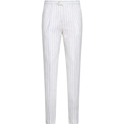 Linen Trousers with Pinstripes , male, Sizes: L, M - BRUNELLO CUCINELLI - Modalova