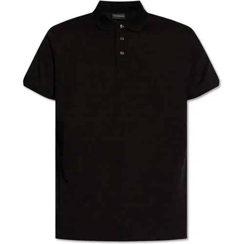 Jacquard Logo Polo Schwarz , Herren, Größe: M - Emporio Armani - Modalova