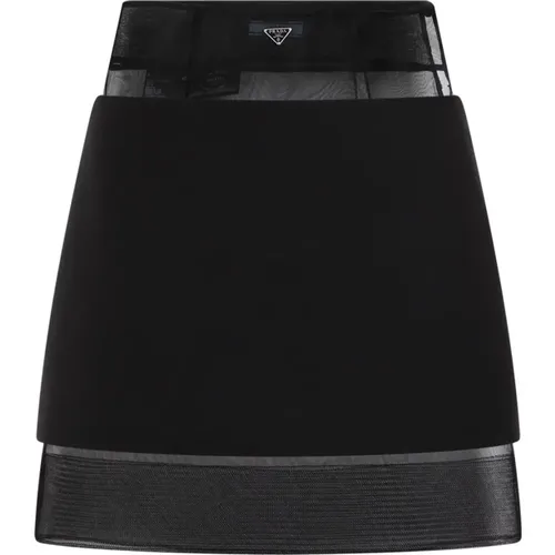 Wool Skirt Flared Style , female, Sizes: XS - Prada - Modalova