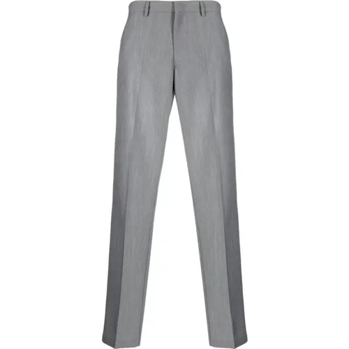 Grey Wool and Mohair Trousers with Triangle Logo Patch , male, Sizes: XL, M - Prada - Modalova