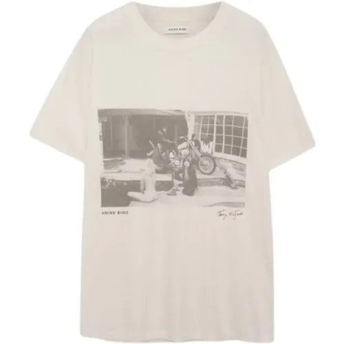 T-Shirt Lili Rolling Stones Elfenbein - Größe: XS, Farbe: Elfenbein - Anine Bing - Modalova