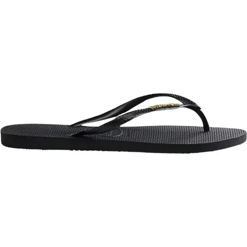 Schwarze Metallic Logo Flip Flops , Damen, Größe: 35 EU - Havaianas - Modalova