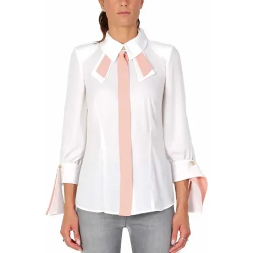 Georgette-Shirt mit kontrastierenden Farbdetails - Elisabetta Franchi - Modalova