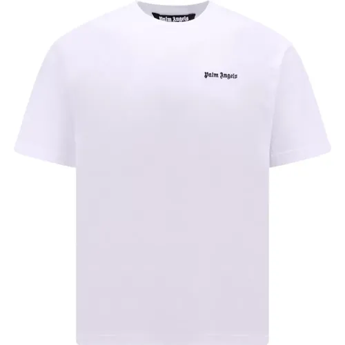 Weißes Crew-neck T-Shirt, Hergestellt in Italien , Herren, Größe: L - Palm Angels - Modalova