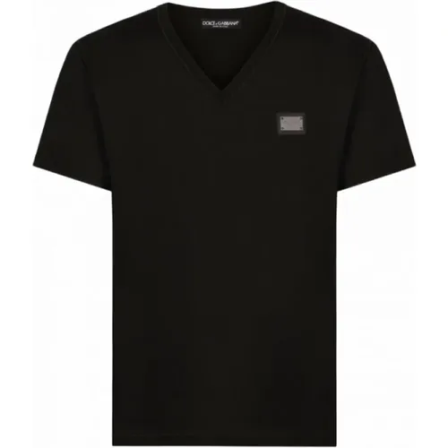 Essential V Neck T-Shirt , male, Sizes: 3XL, 4XL, XL, 5XL, M, L, 2XL, XS, S - Dolce & Gabbana - Modalova