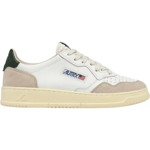 Leather Sneakers with Beige Suede , male, Sizes: 11 UK - Autry - Modalova