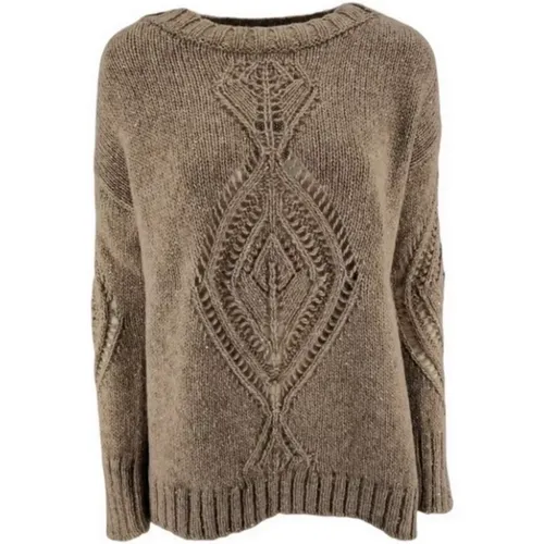 Brauner Pullover mit Lochmuster , Damen, Größe: XS - D.Exterior - Modalova