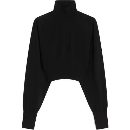 Schwarzer Woll Mock Neck Pullover - SPORTMAX - Modalova