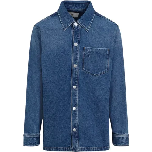 Blaues Denim-Hemd für Männer , Herren, Größe: XL - Ami Paris - Modalova