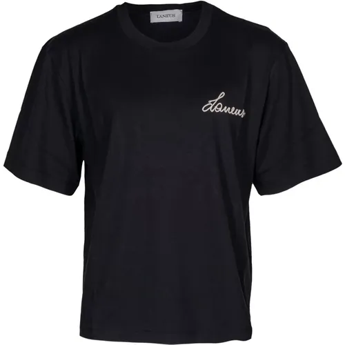 Men's Crew Neck T-shirt. Short Sleeve. Made in Italy , male, Sizes: XS, S, L - Laneus - Modalova