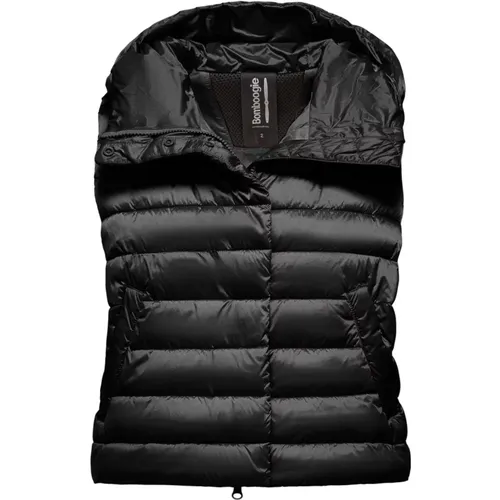 Shiny Nylon Padded Vest with Hood , female, Sizes: M - BomBoogie - Modalova