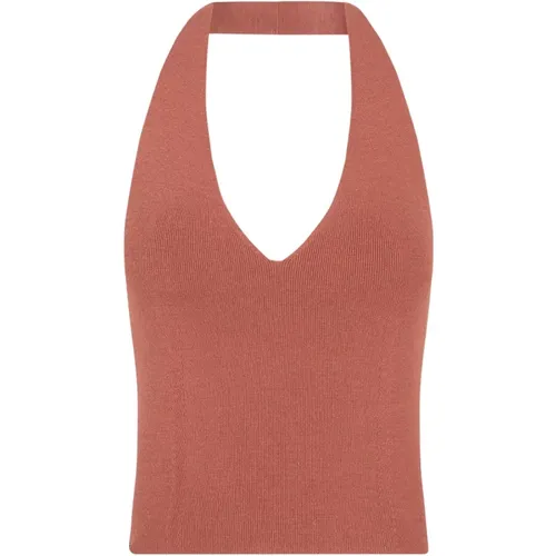 Seiden Tussah Halter Top Lachs , Damen, Größe: XL - Cortana - Modalova