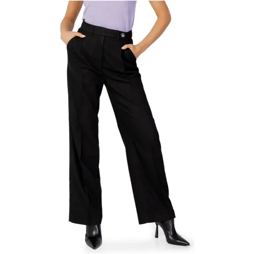 Braune Einfarbige Damen Hose mit Reißverschluss und Hakenknopf Verschluss , Damen, Größe: S - Only - Modalova