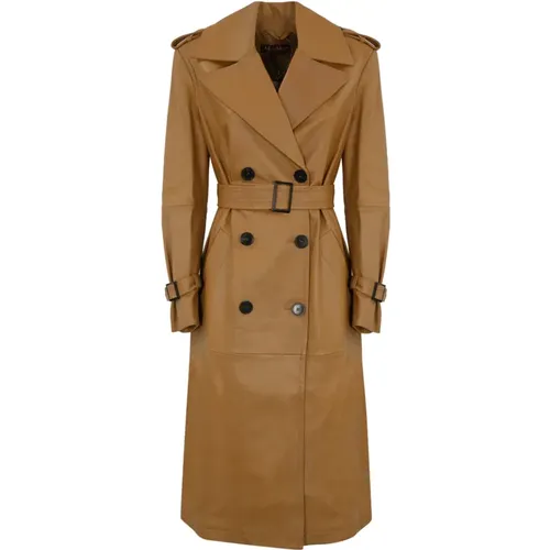 Leather Trench Coat , female, Sizes: S - Max Mara Studio - Modalova