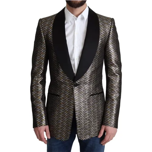 Metallic Jacquard Slim Blazer Jacket - Dolce & Gabbana - Modalova