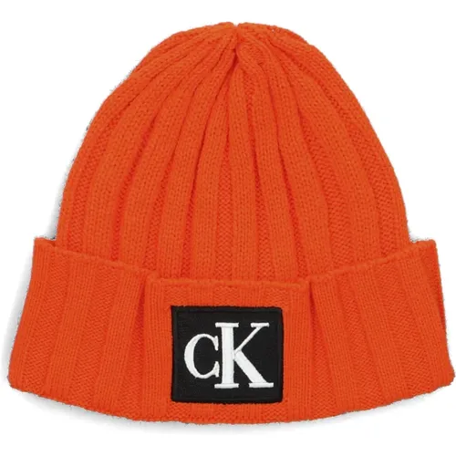 Monogram Rib Beanie Rot - Calvin Klein - Modalova