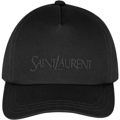 Gabardine Embroidered Logo Cap , male, Sizes: 59 CM - Saint Laurent - Modalova