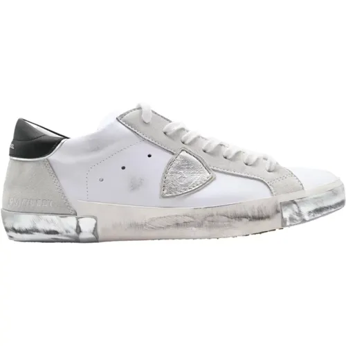 Niedriger Mann Iris Weiß Silber Sneakers , Herren, Größe: 40 EU - Philippe Model - Modalova