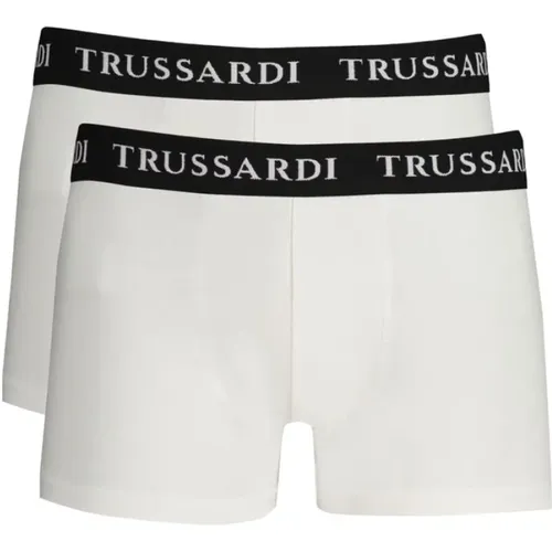 Weiße Baumwoll-Boxershorts mit Logo , Herren, Größe: 2XL - Trussardi - Modalova