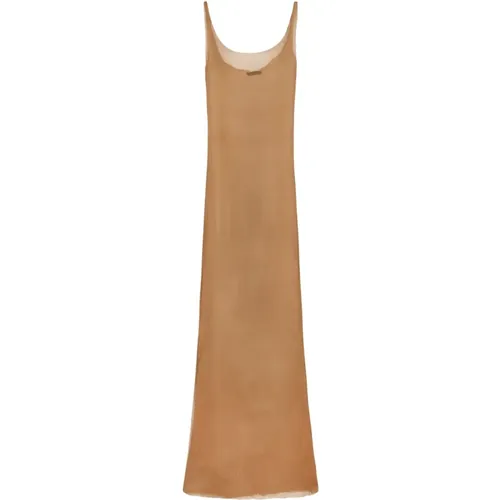 Aura, silk bronze strappy dress , female, Sizes: L, S, M - Cortana - Modalova