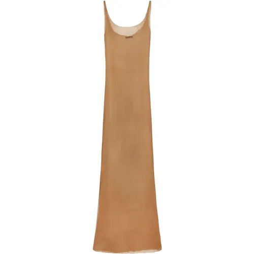 Aura, silk bronze strappy dress , female, Sizes: S, M - Cortana - Modalova