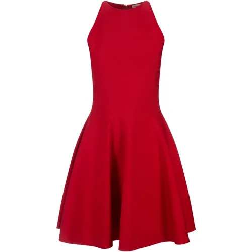 Rotes Skater Mini Kleid Amerikanischer Ausschnitt - alexander mcqueen - Modalova