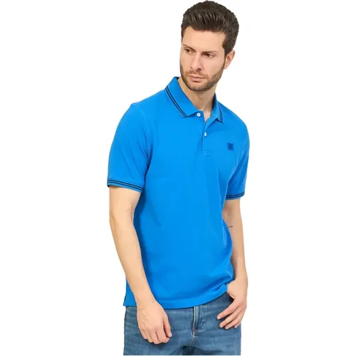 Blaues Baumwoll-Poloshirt mit Logo , Herren, Größe: XL - Bugatti - Modalova