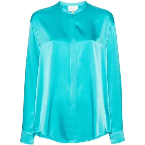 Silk Satin Mandarin Collar Oversized Shirt , female, Sizes: M, S, XS - Forte Forte - Modalova