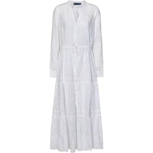 V-Neck Dress with Drawstring Waist , female, Sizes: 2XS - Polo Ralph Lauren - Modalova