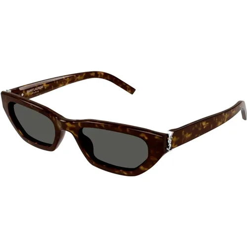 Havana/Grey Sunglasses SL M126 , unisex, Sizes: 54 MM - Saint Laurent - Modalova