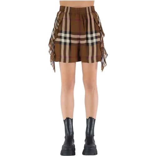 Iconic Check Silk Skirt , female, Sizes: 3XS, 2XS - Burberry - Modalova