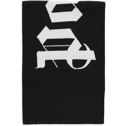 Wool Blend Scarf with Contrasting Logo , male, Sizes: ONE SIZE - Palm Angels - Modalova