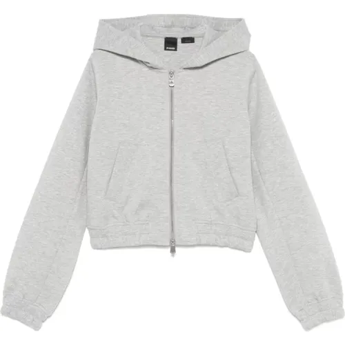 Grey Zip-Through Sweatshirt with Hood , female, Sizes: M, L, S - pinko - Modalova