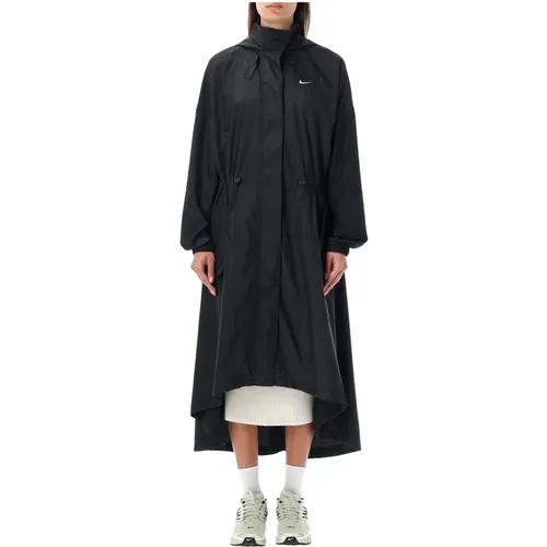 Schwarzer Nylon Trenchcoat , Damen, Größe: S - Nike - Modalova