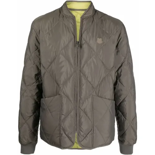 Green Duck Feather Quilted Down Bomber Jacket , male, Sizes: S - Kenzo - Modalova